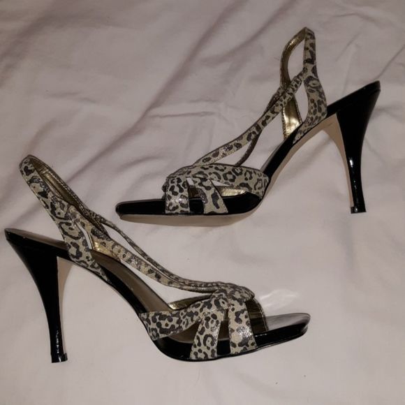 Anne Klein Strappy Leopard Slingback Heels Akadine‎ - Picture 2 of 6